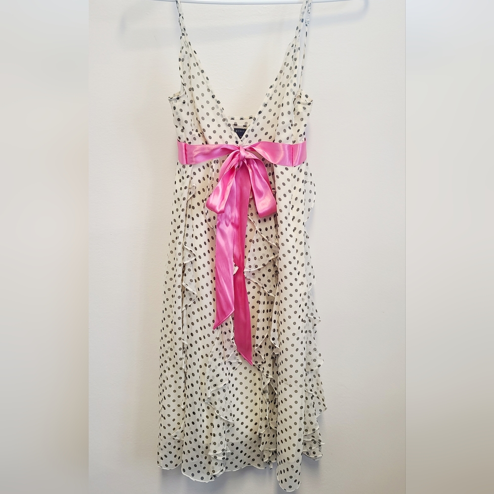 BCBG Polka Dot Dress with Pink Ribbon